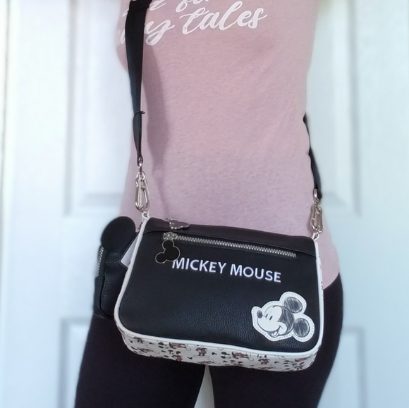 💝 Disney Mickey Mouse Sketch Crossbody Bag & Coin - Picture 7 of 8